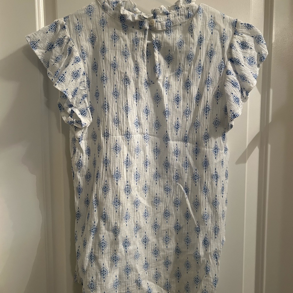 THML Anthropologie Blue and White Blouse